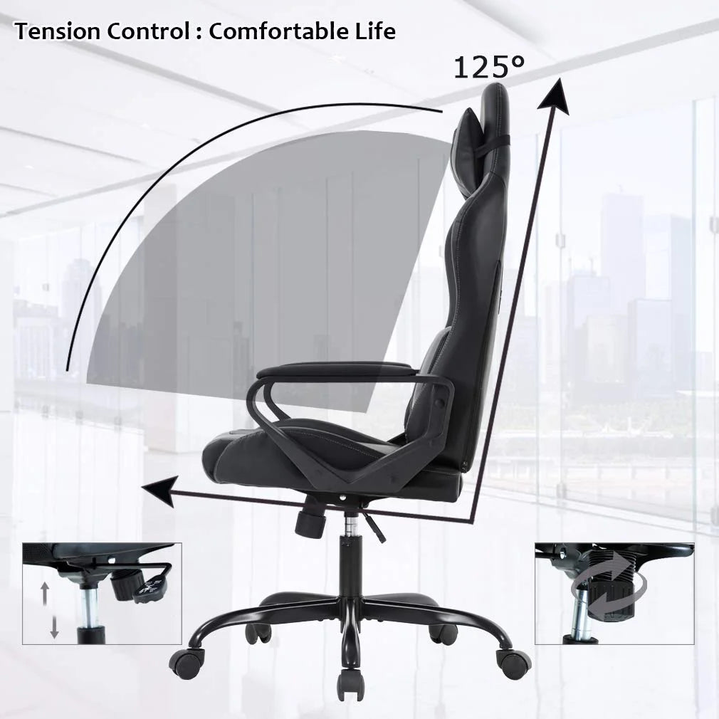 High-Back Gaming Chair with Lumbar Support (Blue) Q289
