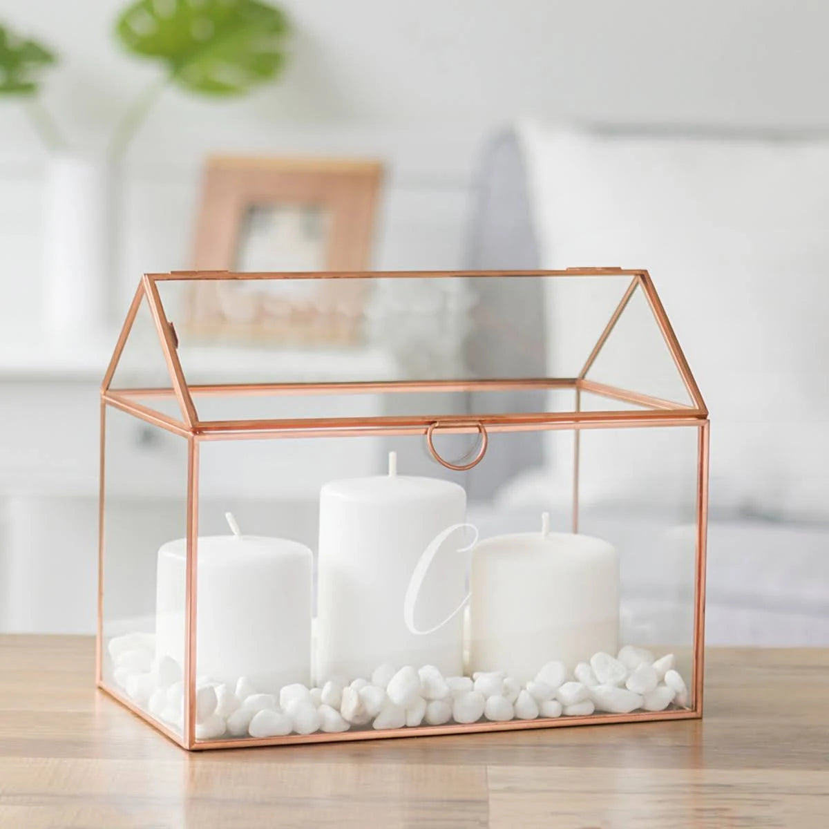 Rose Gold Wedding Glass Terrarium Card Holder D547