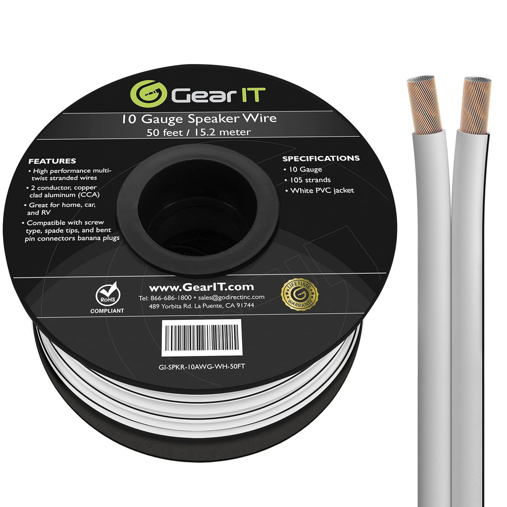 10 Gauge 100 Feet Copper Clad Aluminum Speaker Wire E61102