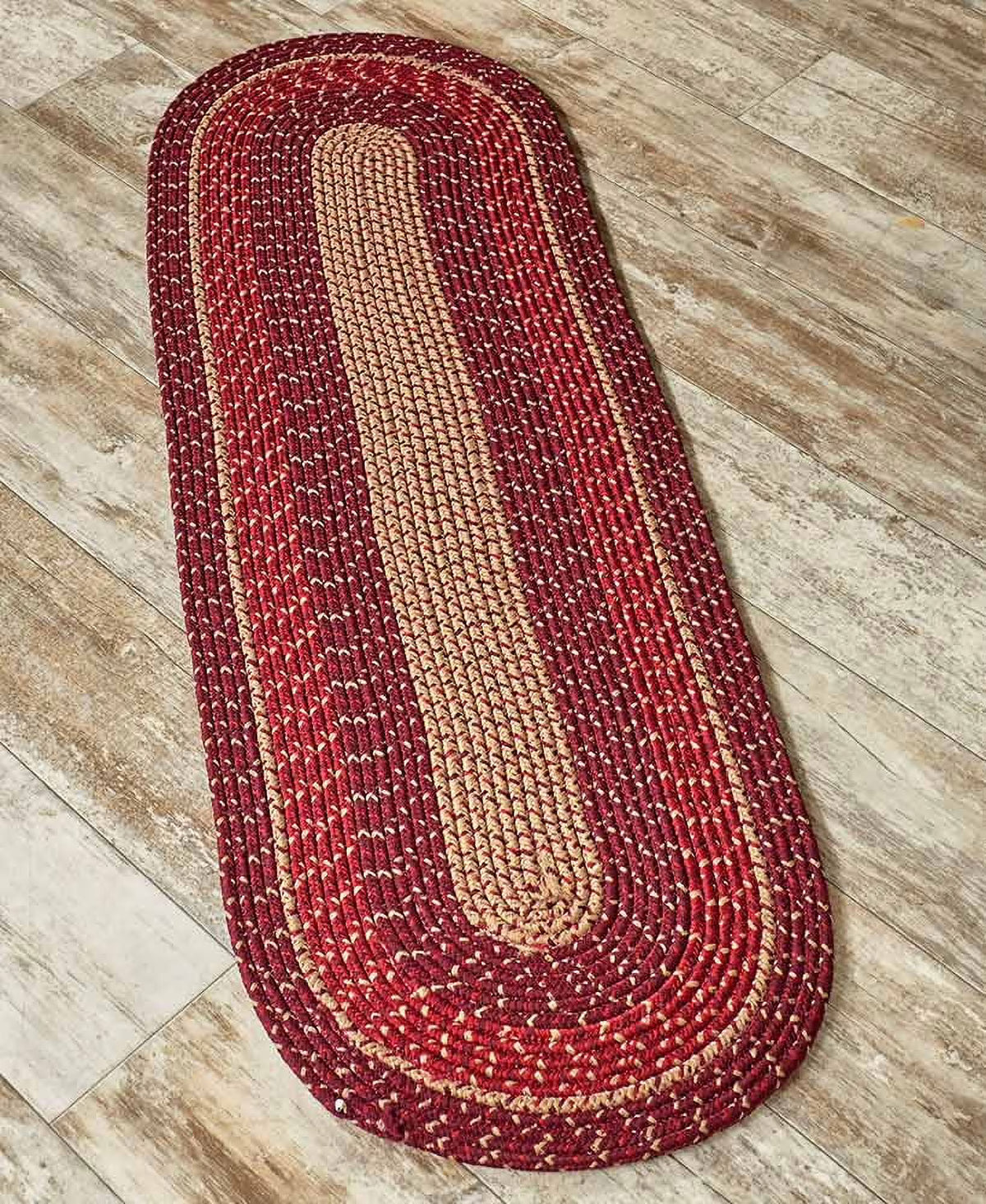 Burgundy Braided Runner Rug P917466