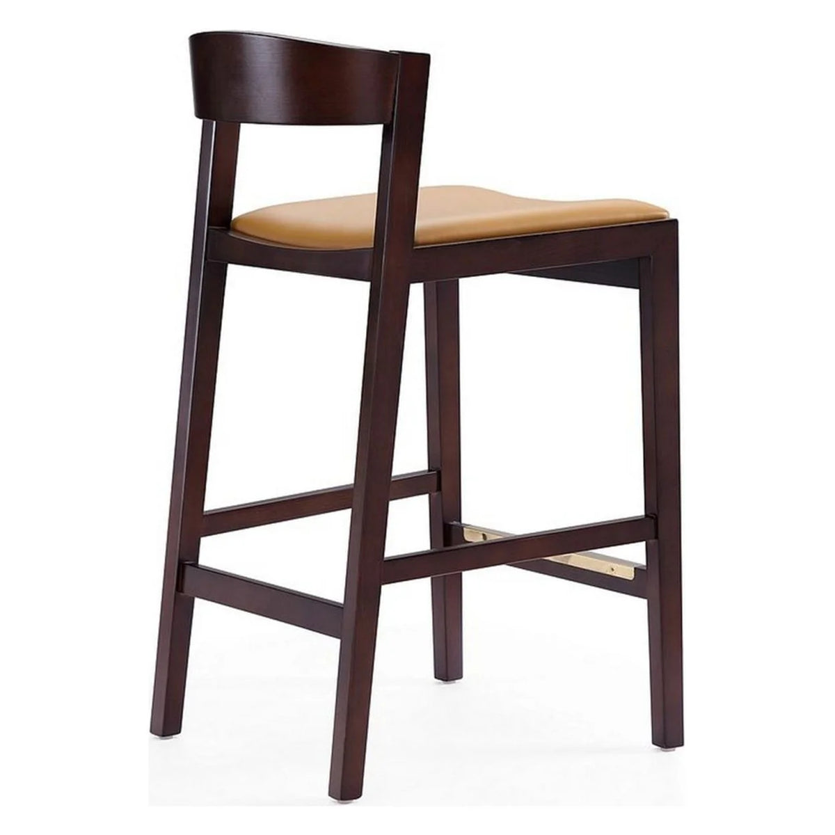 Camel and Dark Walnut Beech Wood Counter Height Bar Stool (Set of 2) T73579