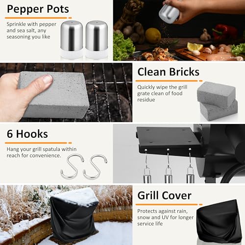 13 Pcs Charcoal Grill with Offset Smoker H29038