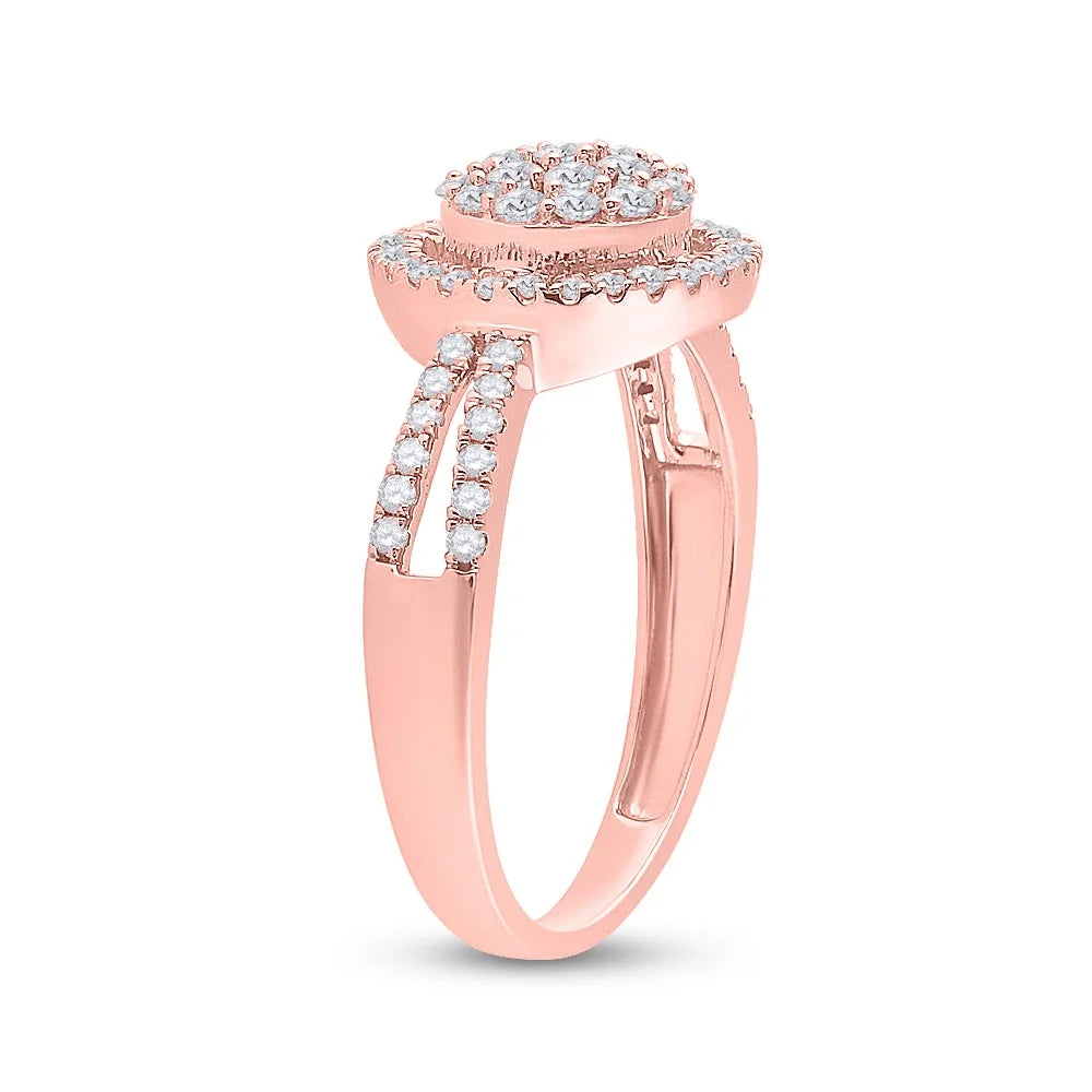 10kt Rose Gold Diamond Circle Cluster Ring 1/2 Cttw Size 7.5 R945
