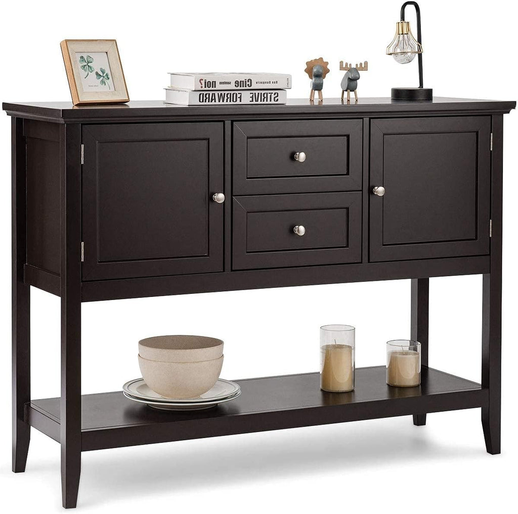 Grey Wooden Buffet Sideboard with 2 Drawers and 2 Cabinets Q574