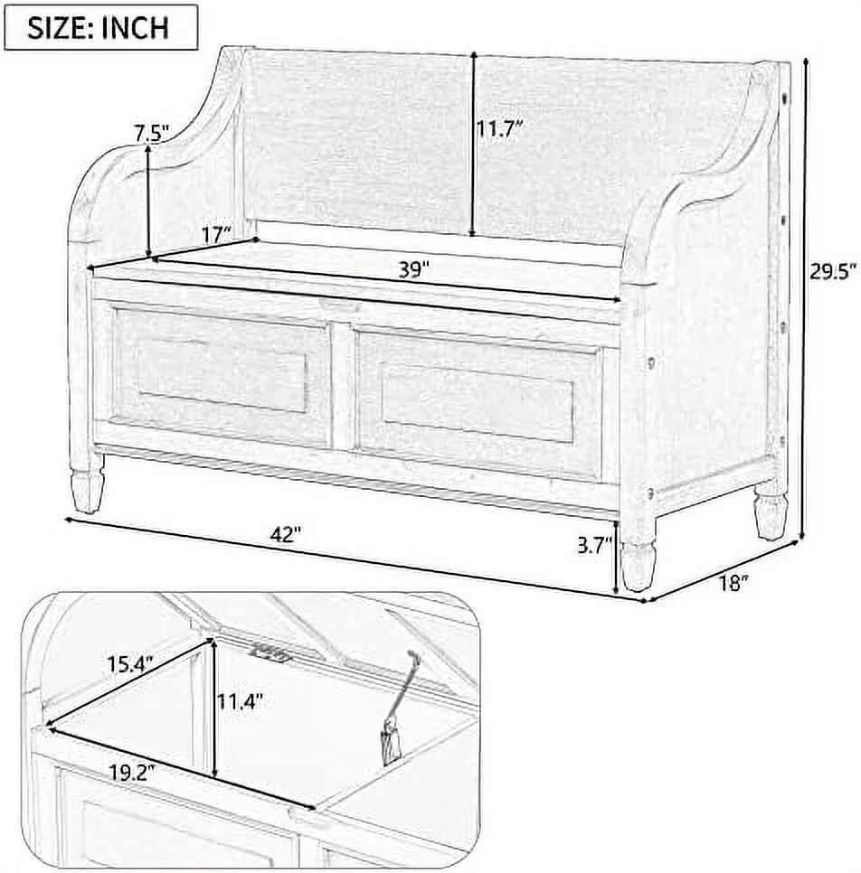 Rustic Entry Bench with Hidden Compartments and Removable Cushion (Antique Navy) K446621