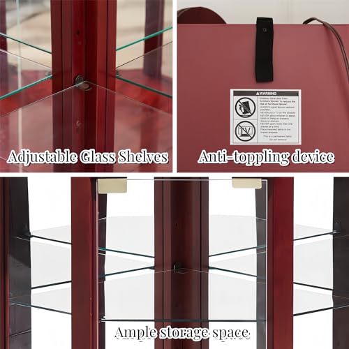 Lighted Corner Curio Cabinet with Glass Doors Y90704