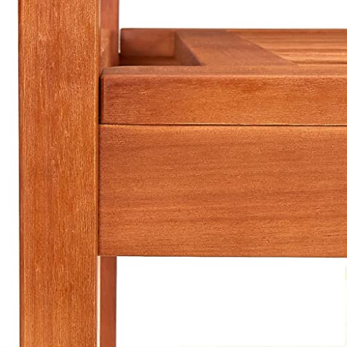 Rustic Brown Solid Eucalyptus Wood 3-Seater Patio Bench with Backrest H831150