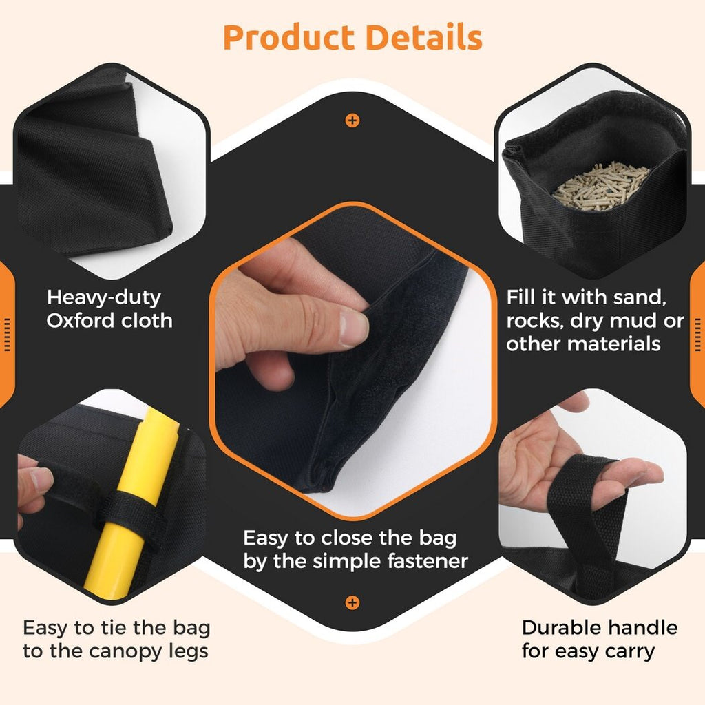 4pcs Weight Bags for Canopy Legs, Heavy Duty Weighted Feet Bags C759