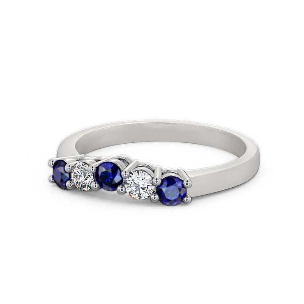 14K White Gold Blue Sapphire Diamond Eternity Band J6227