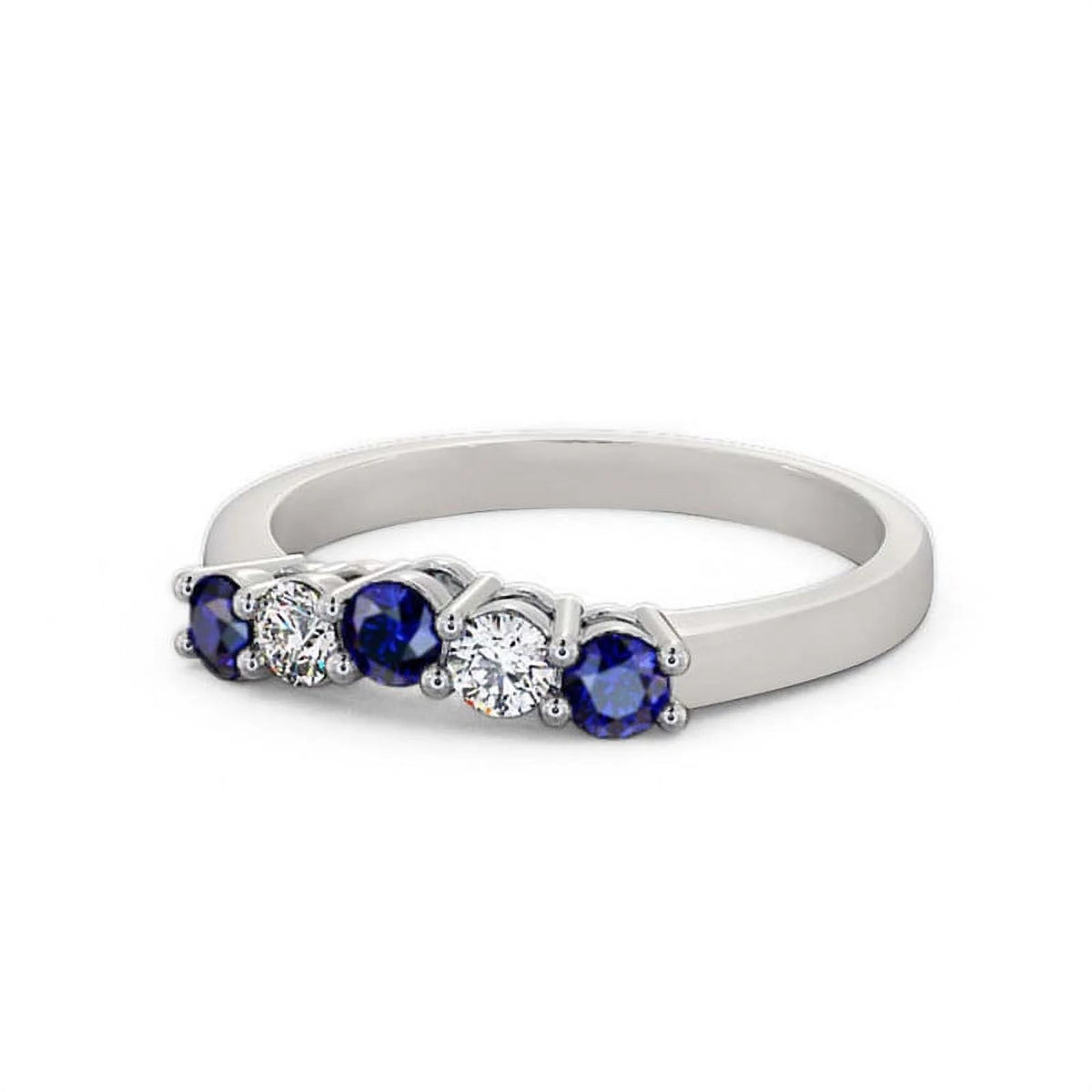 14K White Gold Blue Sapphire Diamond Eternity Band J6227