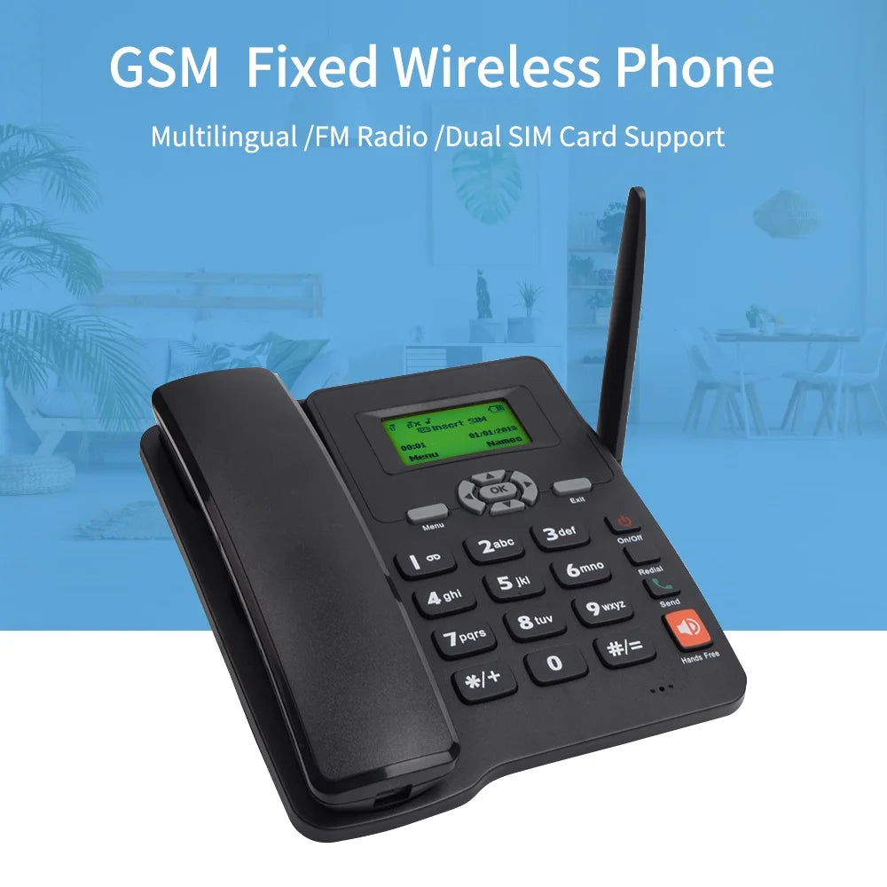 Cordless Phone Desktop Telephone Set with Dual SIM Cards Z668534