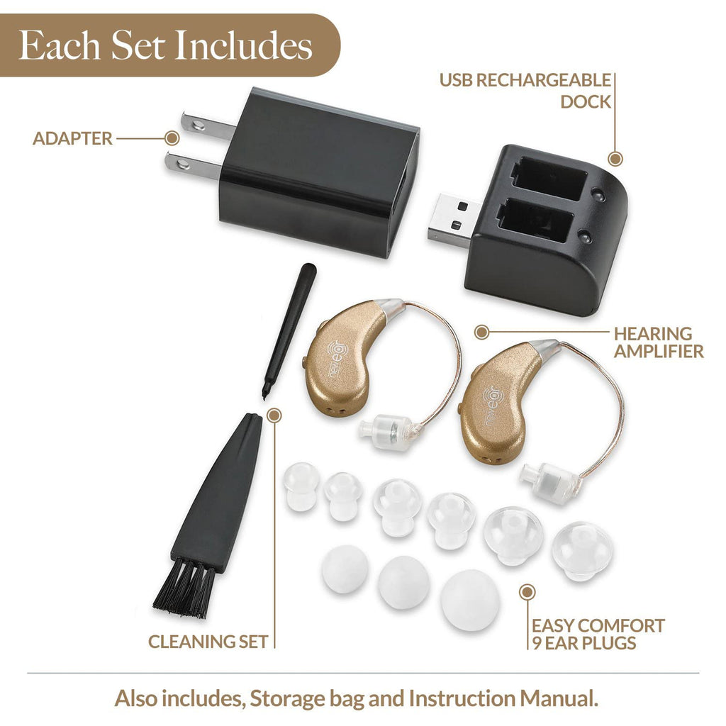Rechargeable BTE Personal Sound Amplifier Pair with USB Dock L375612