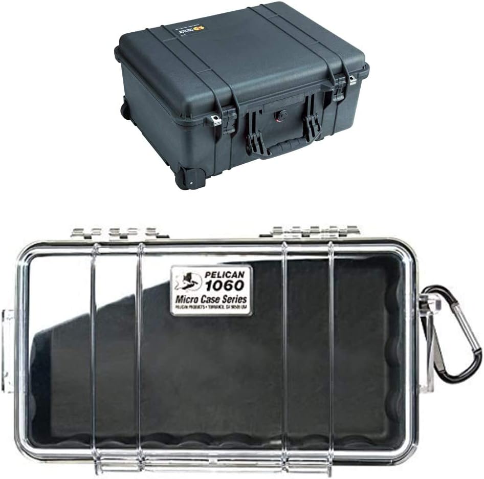 Pelican 1560 Case with Foam (Black) and 1060 Micro Case (Black/Clear) L5778
