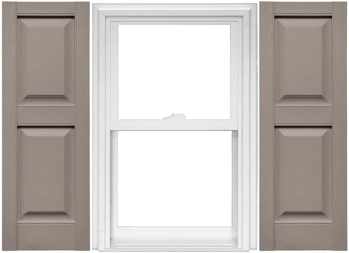 Raised Panel Vinyl Shutters (1 Pair) - 14.75 x 75 Musket Brown J865383