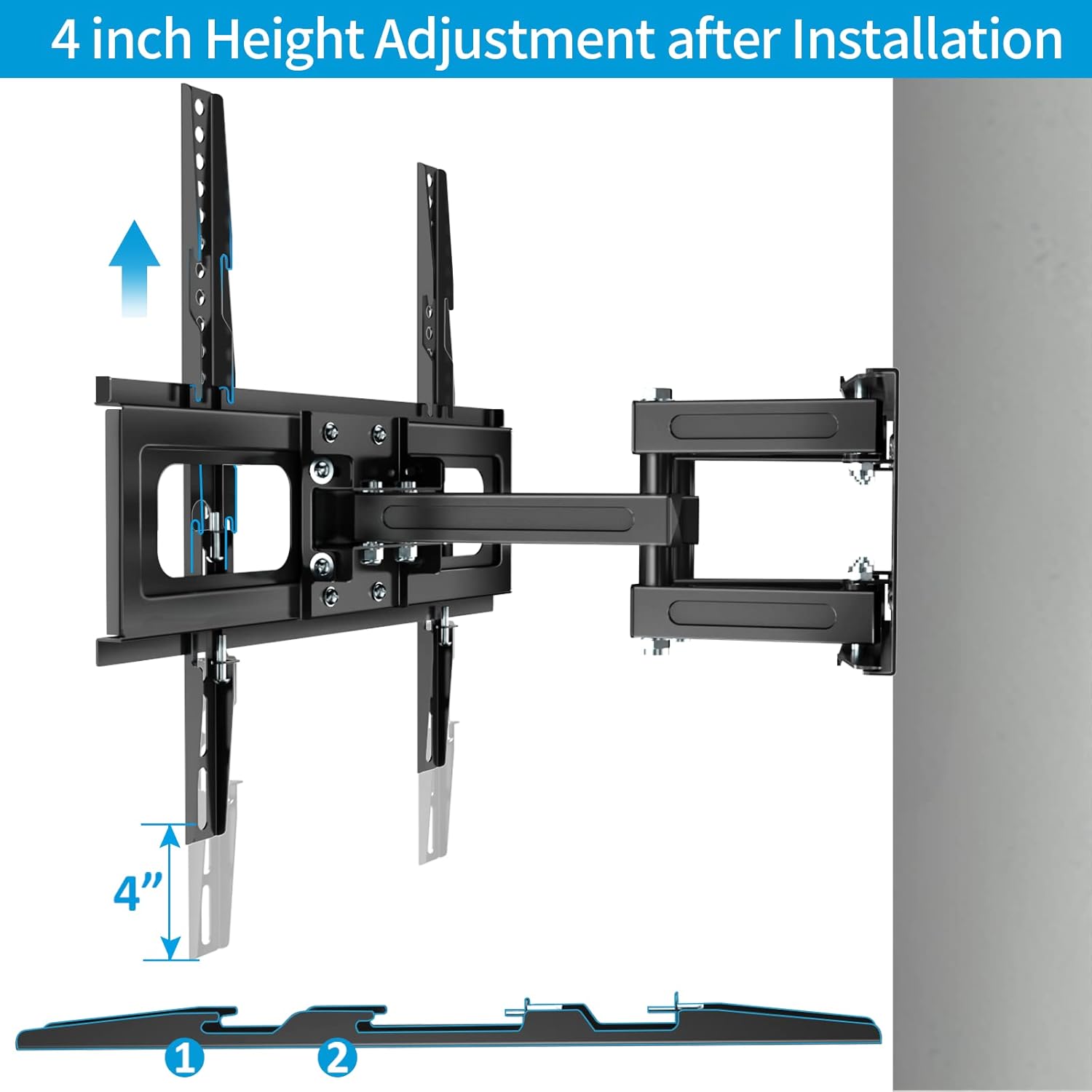 TV Wall Mount Full Motion TV Bracket with Articulating Dual Arms Tilt Swivel 14" Extend, VESA 400x400mm, Pack of 2 E5182