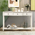 Antique White Console Table with Projecting Drawers and Long Shelf I674527