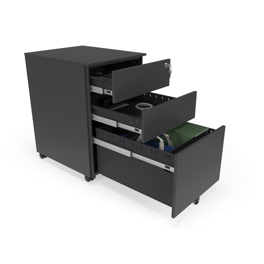 Charcoal Mobile Metal Filing Cabinet Pedestal X1507