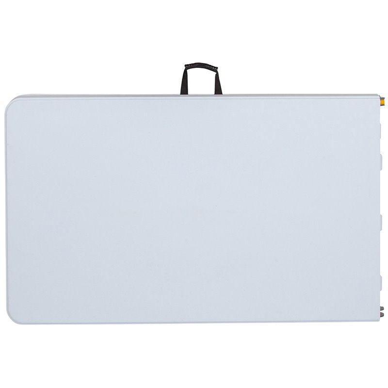 8-Foot Height Adjustable Bi-Fold Granite White Plastic Folding Table with Carrying Handle A1105