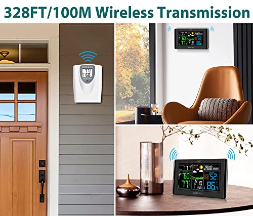 Wireless Indoor Outdoor Thermometer with Atomic Clock Temperature Humidity Monitor R926359