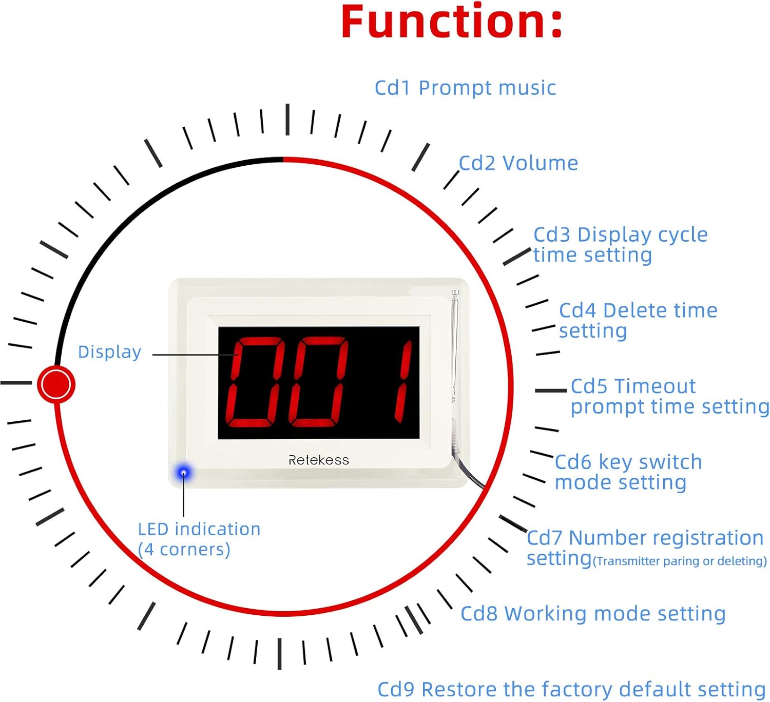Wireless Calling System with 10 Waterproof Alert Call Button W88269