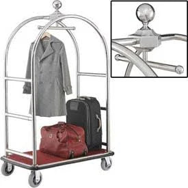 Silver Stainless Steel Bellman Cart with Rubber Casters A401