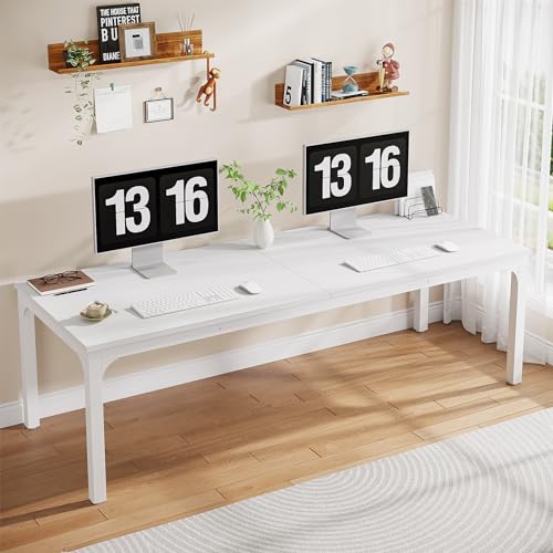 78.7" Extra Long Double Workstation Desk (Light Walnut) C85821