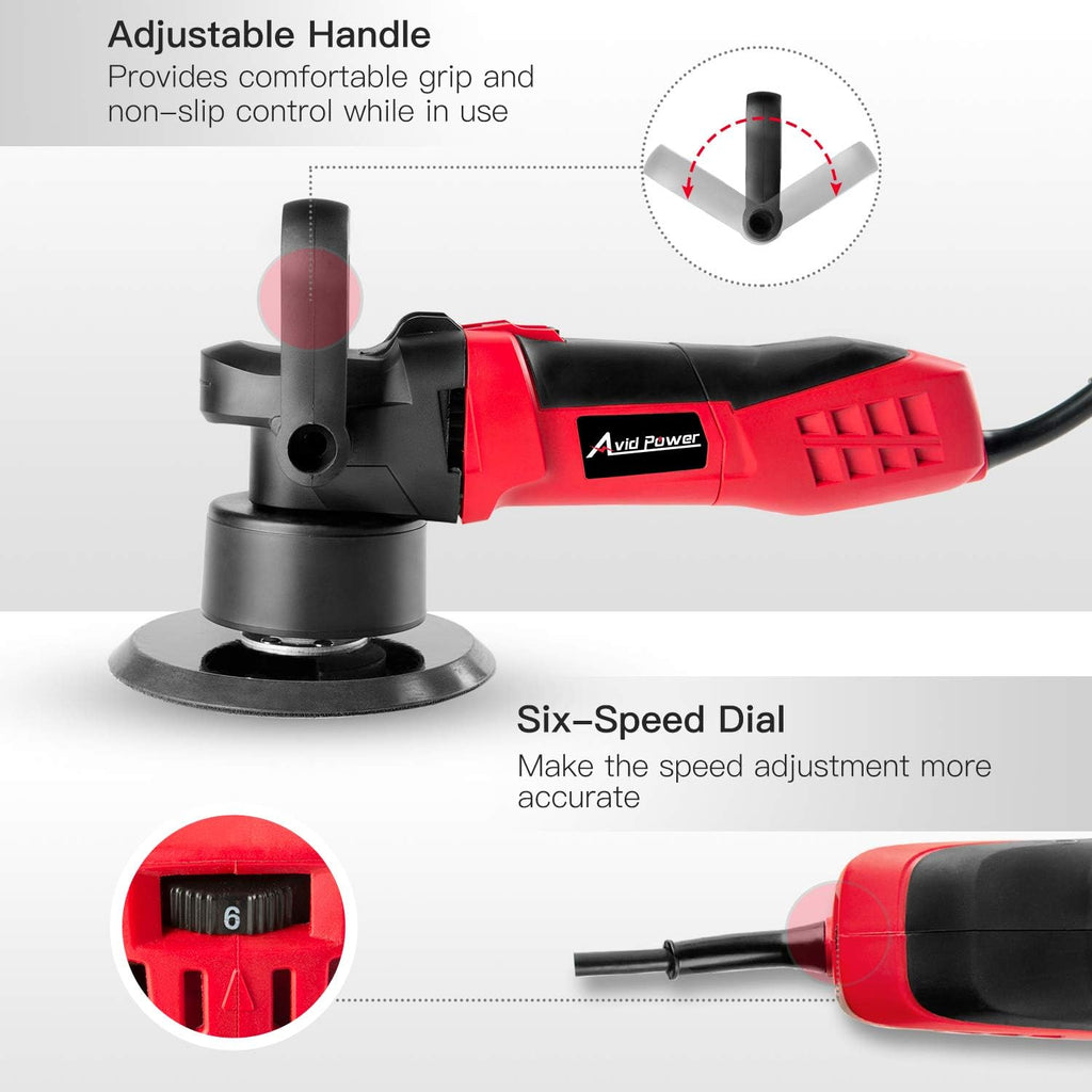 6-inch Dual Action Random Orbital Car Buffer Polisher with Variable Speed, 3 Foam Pads E746857