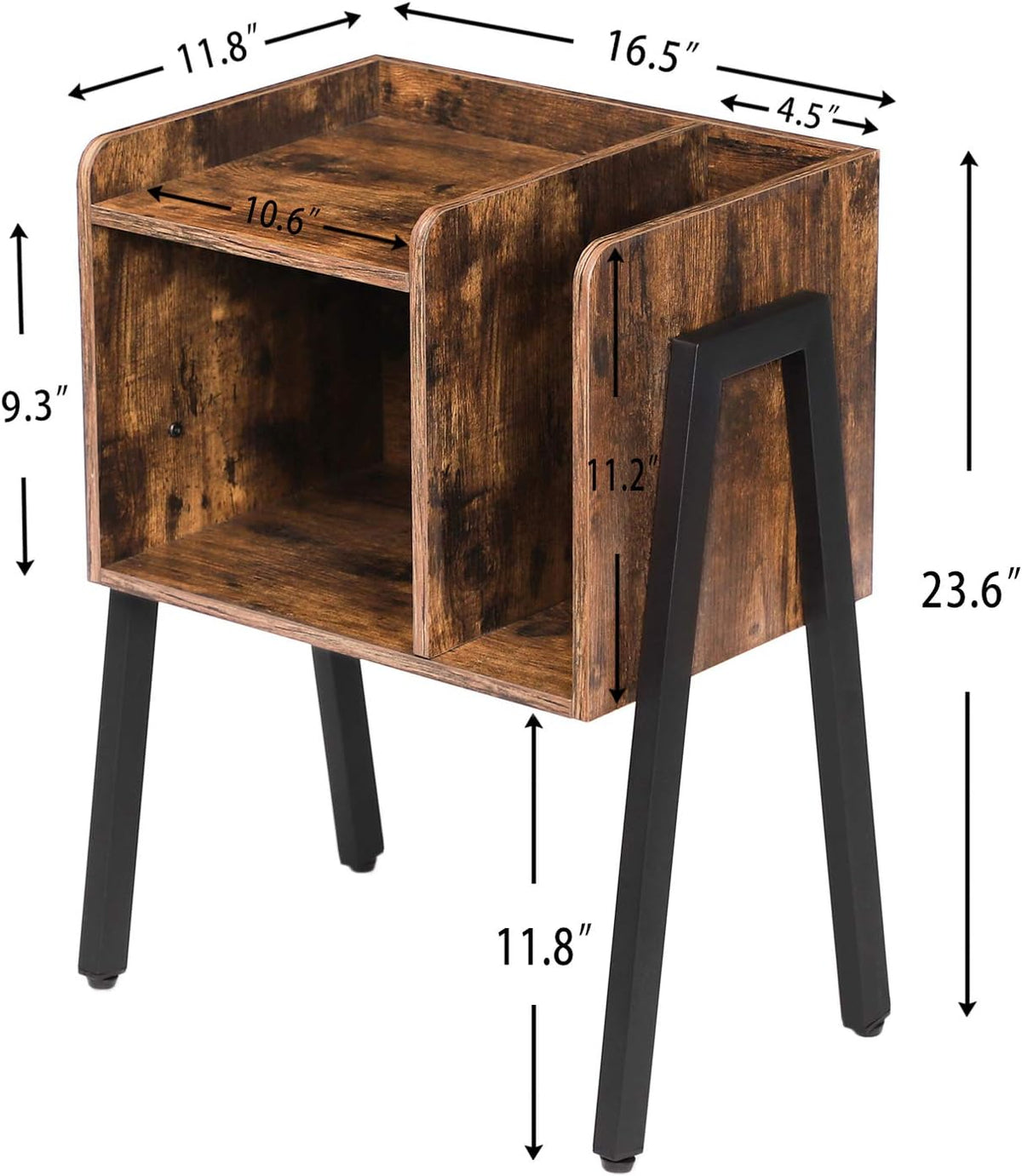 Rustic Brown Stackable End Table with Metal Frame H4971