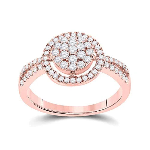 10kt Rose Gold Diamond Circle Cluster Ring 1/2 Cttw Size 7.5 R945