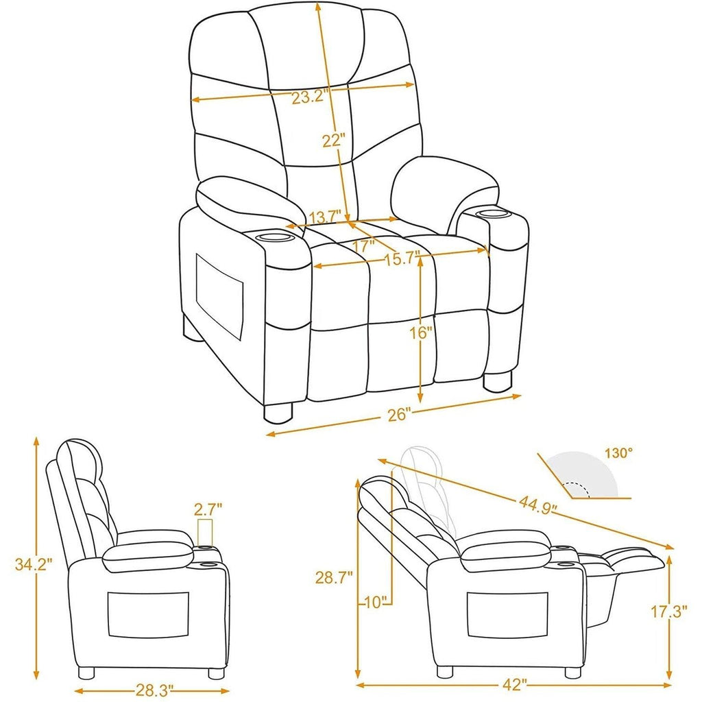 Velvet Recliner Chair with Cup Holders W84887