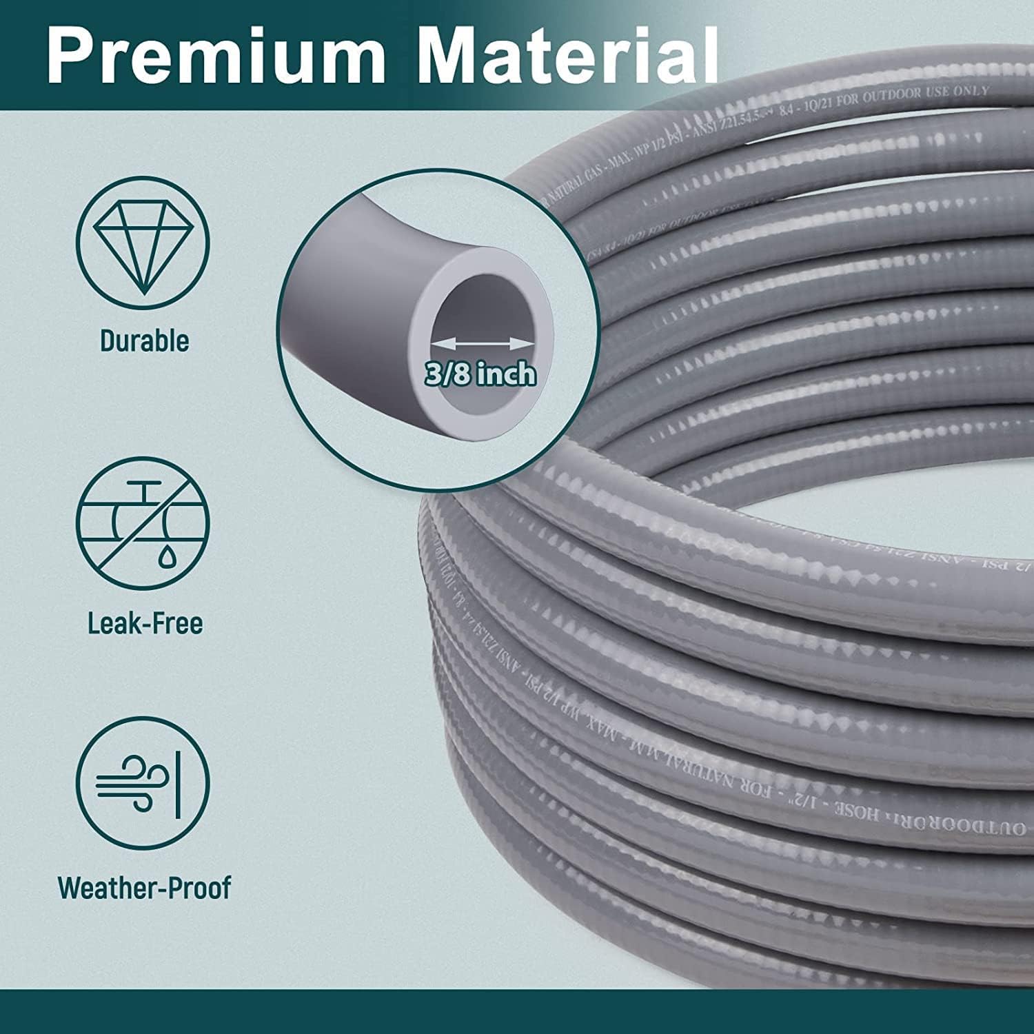 3/8-Inch Natural Gas Hose with Quick Connect Fittings, 24 Feet, Pack of 2 X783222