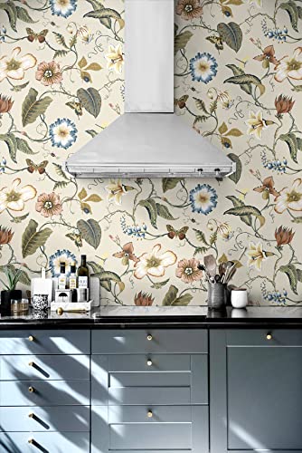 Alabaster Floral Peel and Stick Wallpaper R6125
