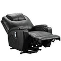 Black Faux Leather Power Lift Recliner with Heating and Massage G995