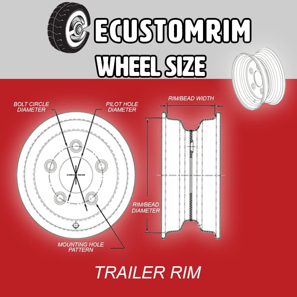 2-Pack Aluminum 5 Lug Trailer Wheel 12 in Black Rim ST145/R12 P182