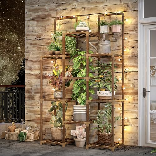 13 Potted Double Rod Wood Plant Stand 56''W*11.6''D*47''H M949322