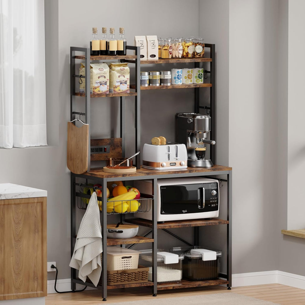 6-Tier Microwave Stand with 12 S-Shaped Hooks N258978