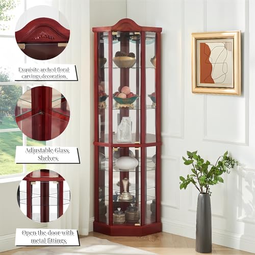 Lighted Corner Curio Cabinet with Glass Doors Y90704