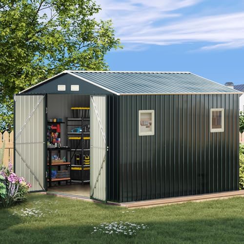 Brown Metal Utility Storage Shed 10 x 12ft V4764