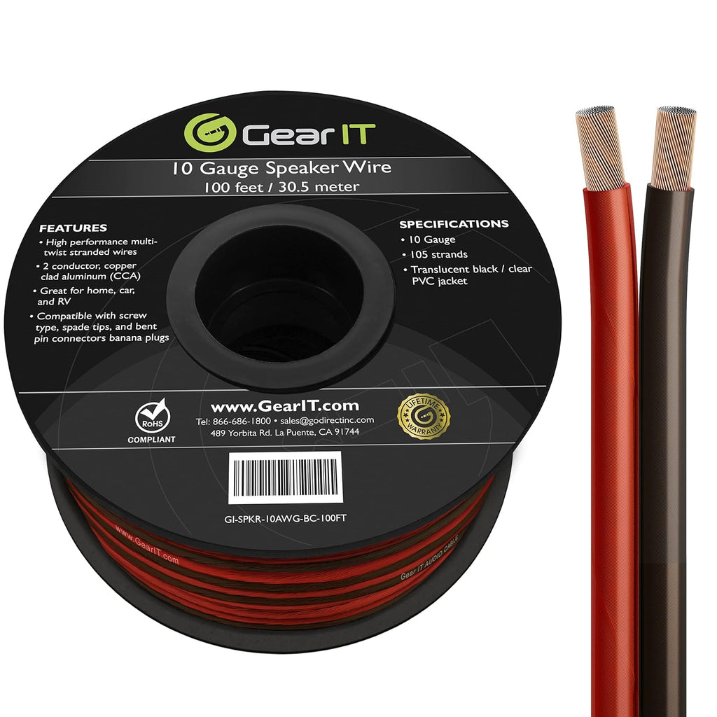 10 Gauge 100 Feet Copper Clad Aluminum Speaker Wire E61102