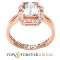 14K Rose Gold over Sterling Silver Emerald Cut White Topaz 2 Piece Wedding Set P491