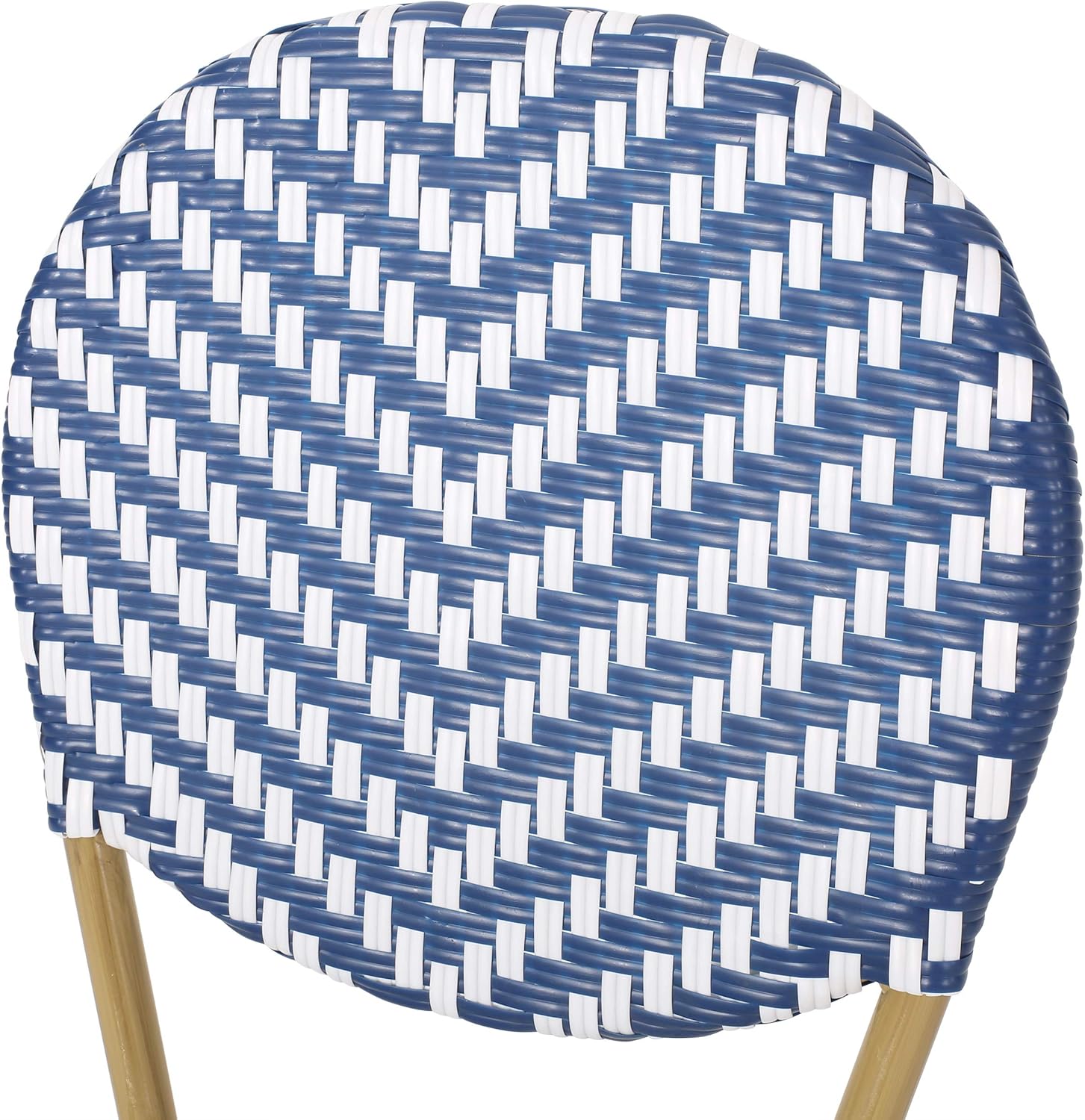 Navy Blue + White + Bamboo Finish Outdoor Bistro Chair Y899