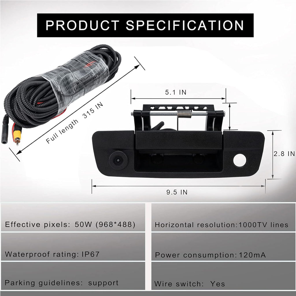 Tailgate Handle Camera Compatible with Dodge Ram 1500 2009-2017, 2500 3500 2010-2017, Pack of 2 M5867