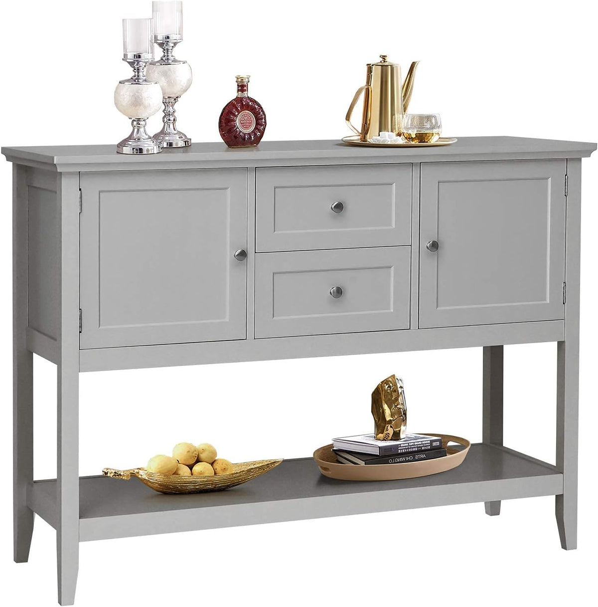 Grey Wooden Buffet Sideboard with 2 Drawers and 2 Cabinets Q574