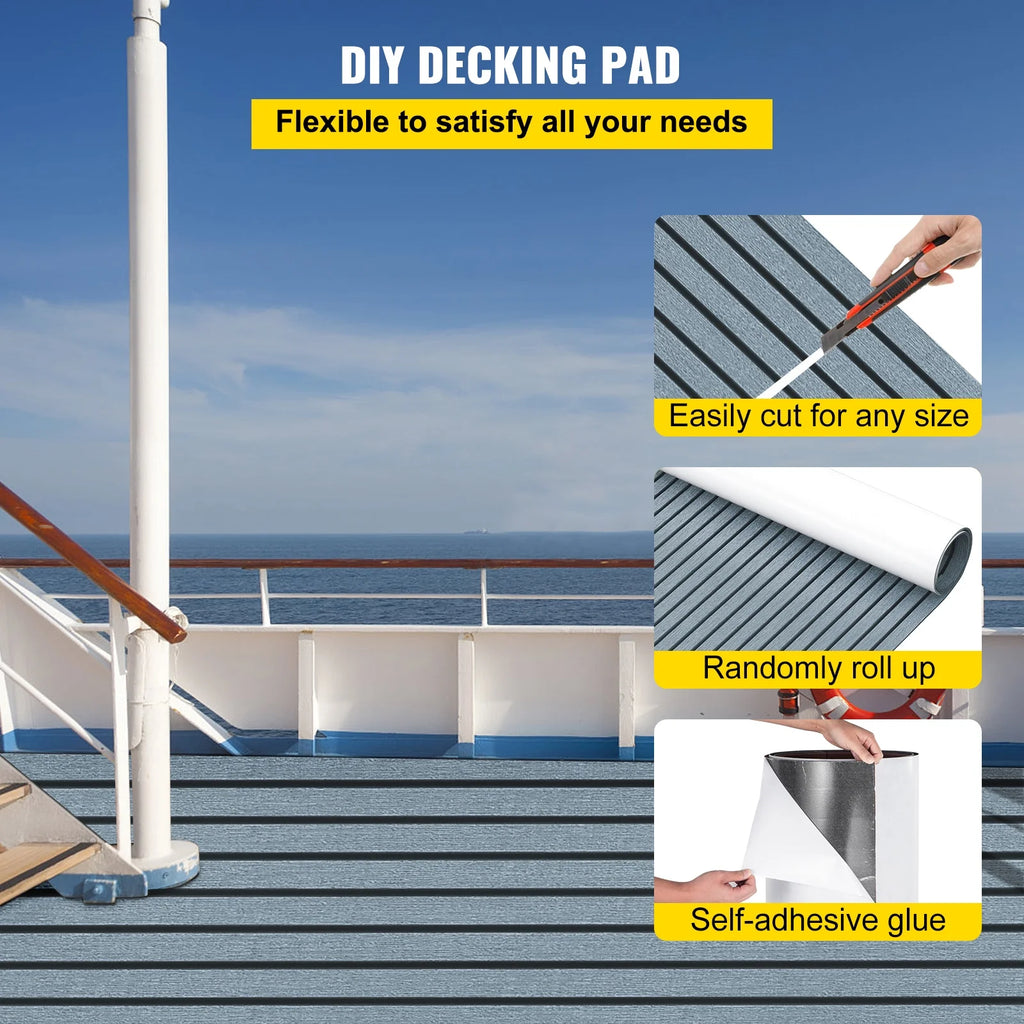 94.5 X 47.2 Inch EVA Foam Faux Teak Boat Decking Sheet 5MM Thick Non-Skid Self-Adhesive X9749