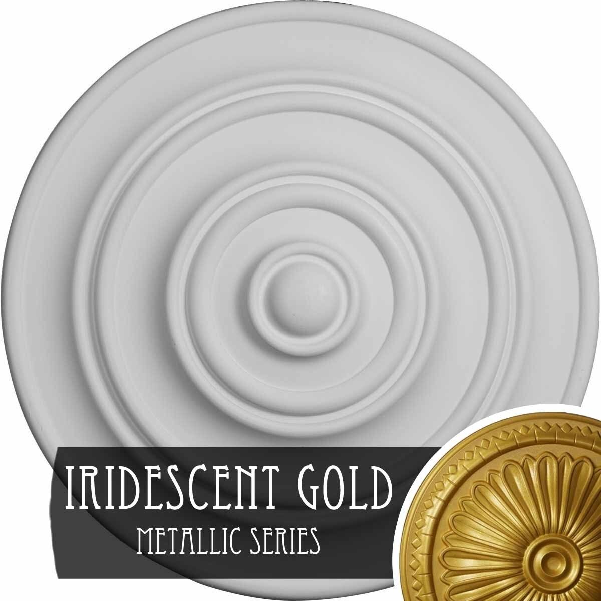 13 1/4x22OD x 1/2x22P Classic Ceiling Medallion Hand-Painted Iridescent Gold E22536
