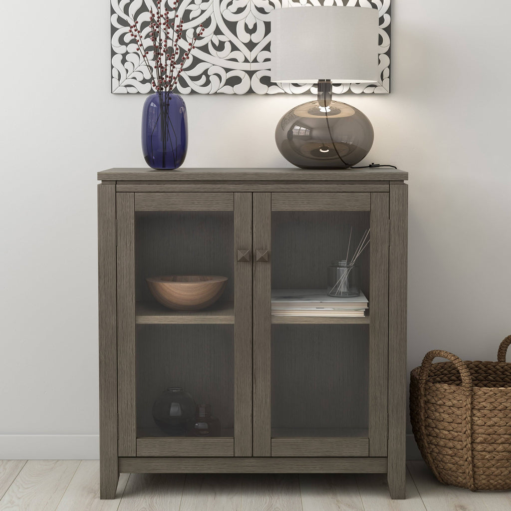 Solid Wood Low Storage Cabinet Farmhouse Grey G269