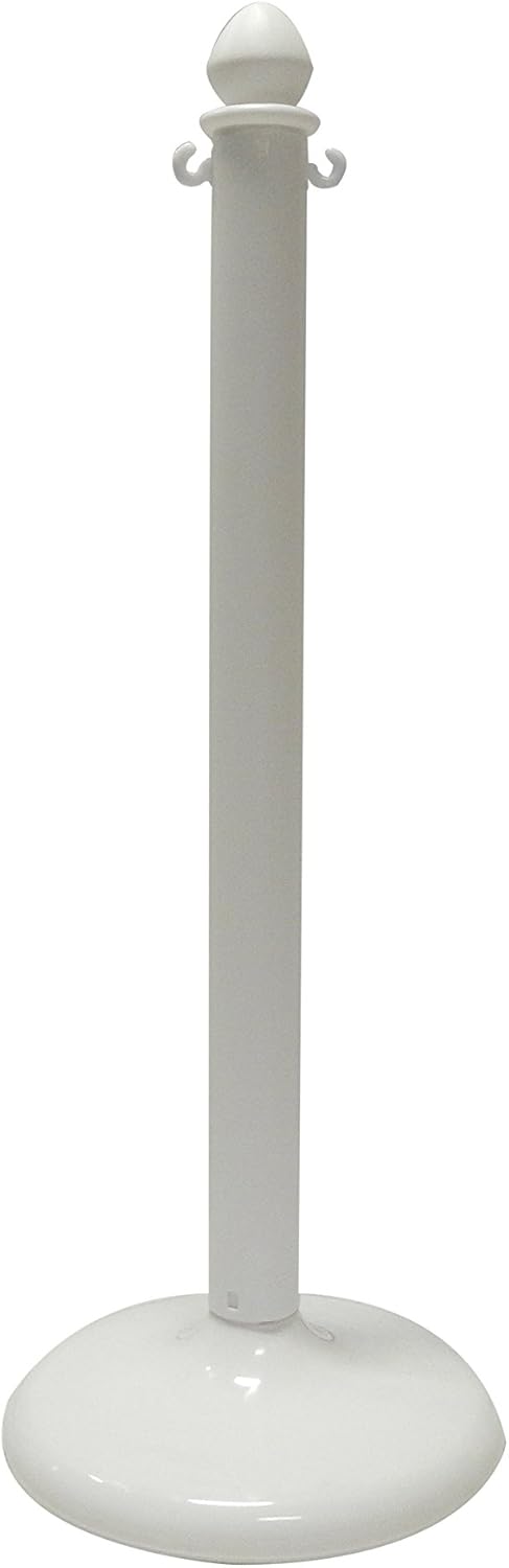 White Plastic Stanchion 2 Pcs with 16' Chain, Pack of 2 X792