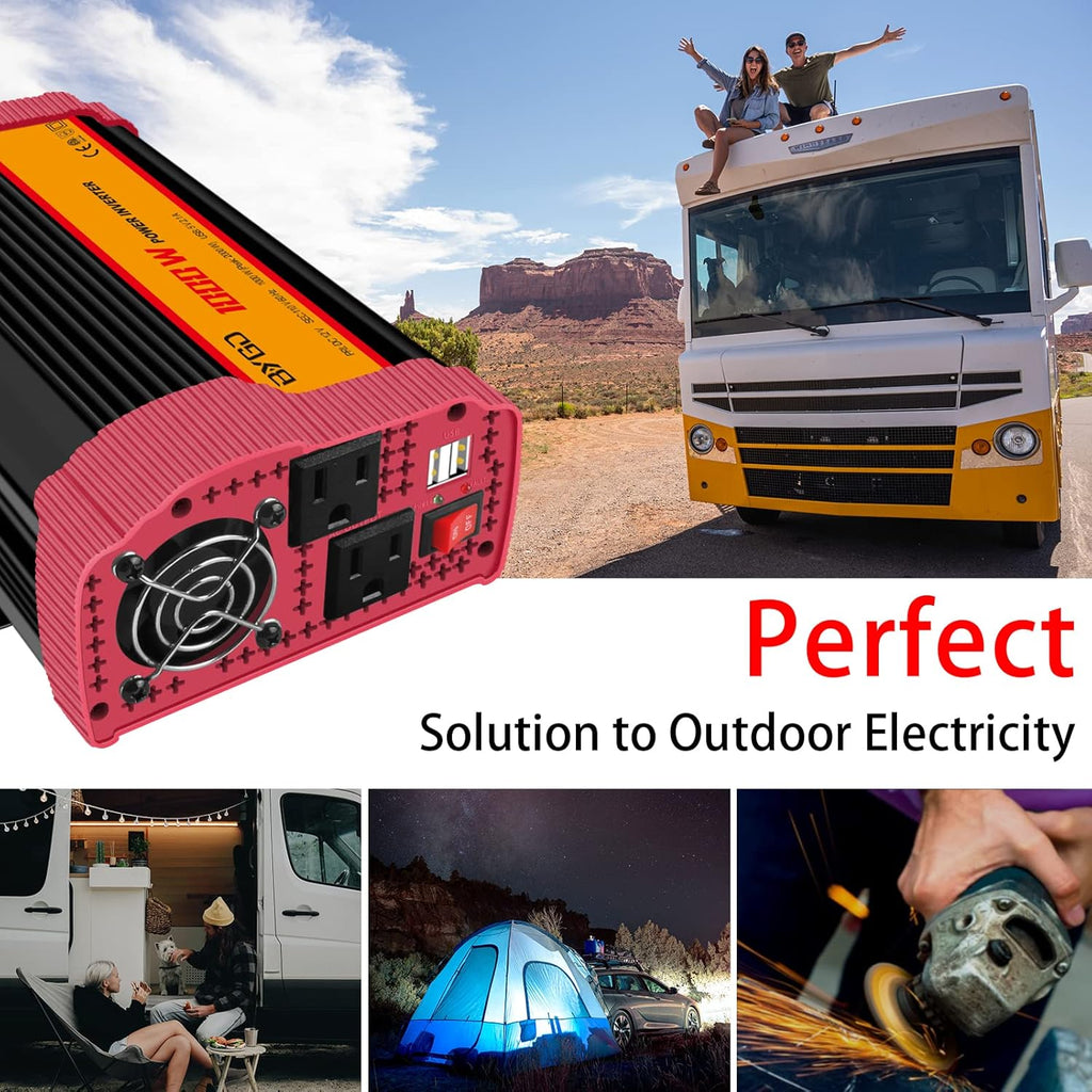 1000W Car Power Inverter DC 12V to 110V AC with 2 USB Ports M673371