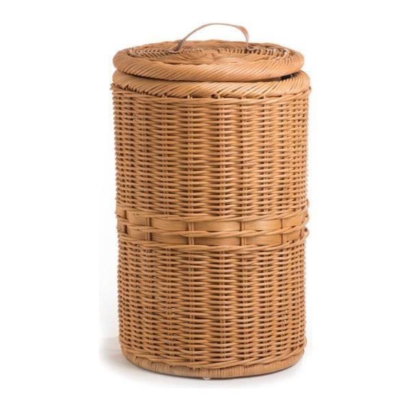 Tall Wicker Trash Basket with Metal Liner B553281