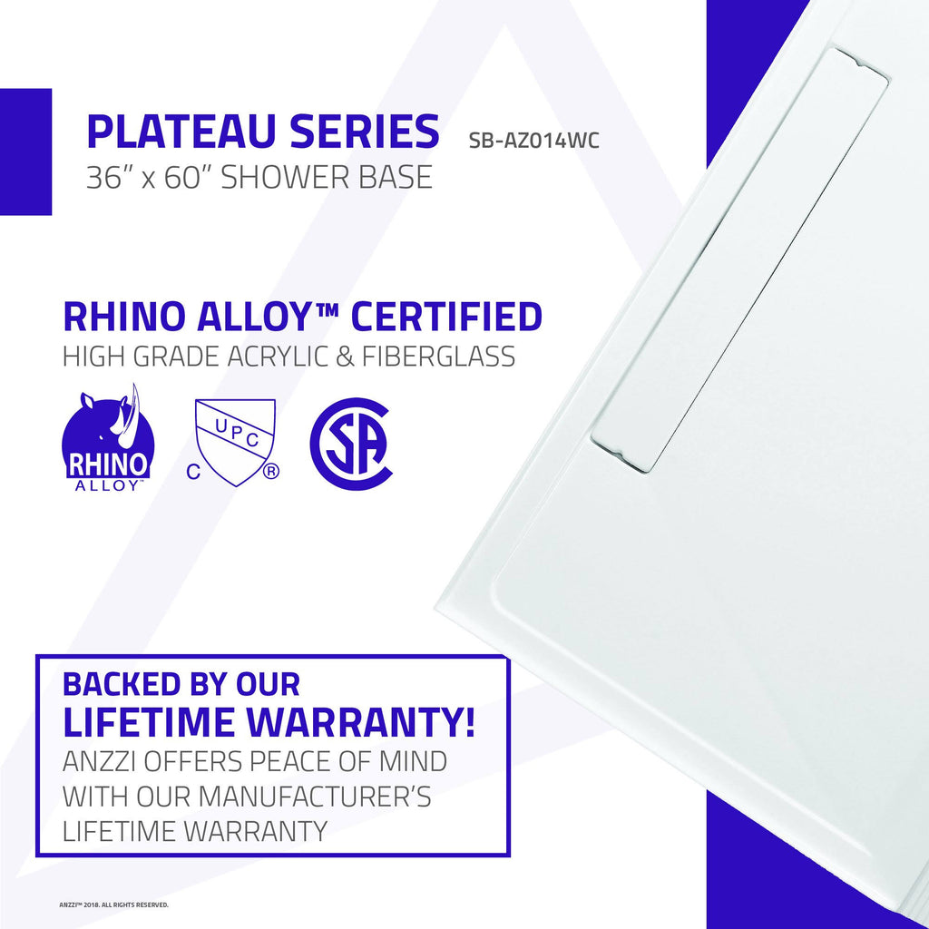 White 60 in. x 36 in. Shower Base D6859